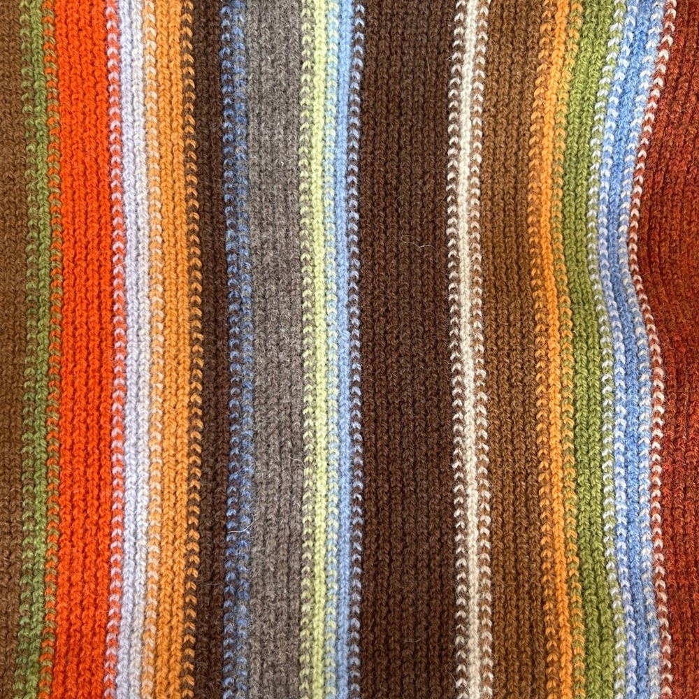 William Brunton Hand Knits Striped Fringe Lambswool Scarf Scotland Multicolored - Picture 6 of 15